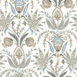 MN1915 Seaside Jacobean White Taupe Blue Wallpaper