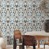 MN1921 Malta Neutral Blue Gold Wallpaper 