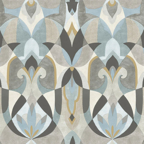 MN1921 Malta Neutral Blue Gold Wallpaper 
