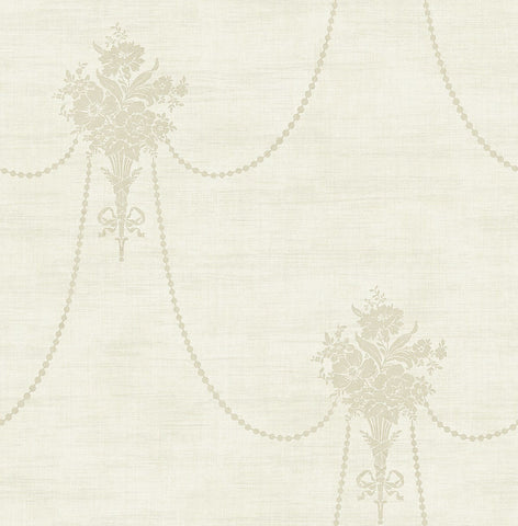 MV80207 Beaded Bouquet Metallic Champagne Greige Wallpaper