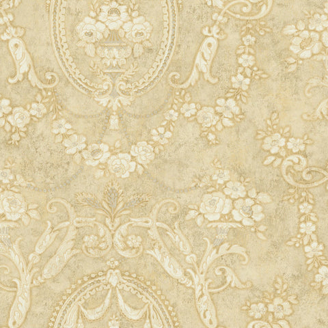 MV80605 Vintage Cameo Gold Shimmer Sand Wallpaper