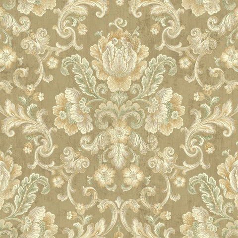 MV80907 Floral Cameo Gold Sand Wallpaper 