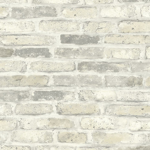 MV81408 Vintage Bricks Gray Off-White Wallpaper