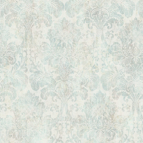 MV81701 Vintage DamaskI ce Blue Champagne Shimmer Wallpaper