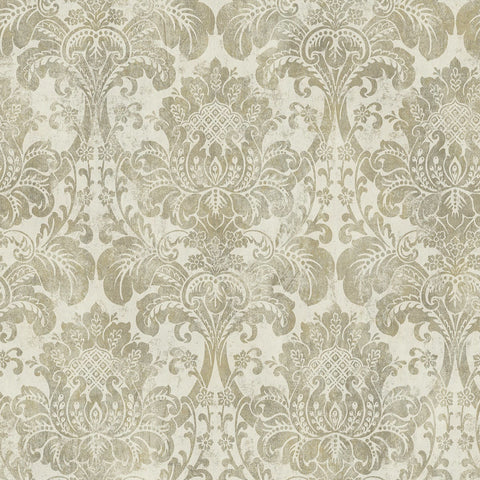MV81707 Vintage Damask Metallic Gold Ivory Wallpaper