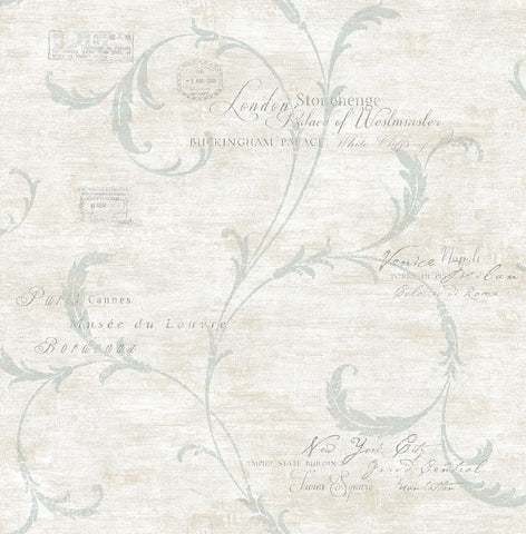 MV82108 Scroll Stamps Champagne Shimmer Ice Blue Wallpaper 