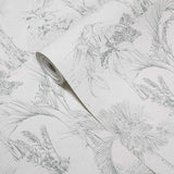 4044-38021-2 Matt off white green faux fabric Textured Zapata Tropical Jungle palms Wallpaper