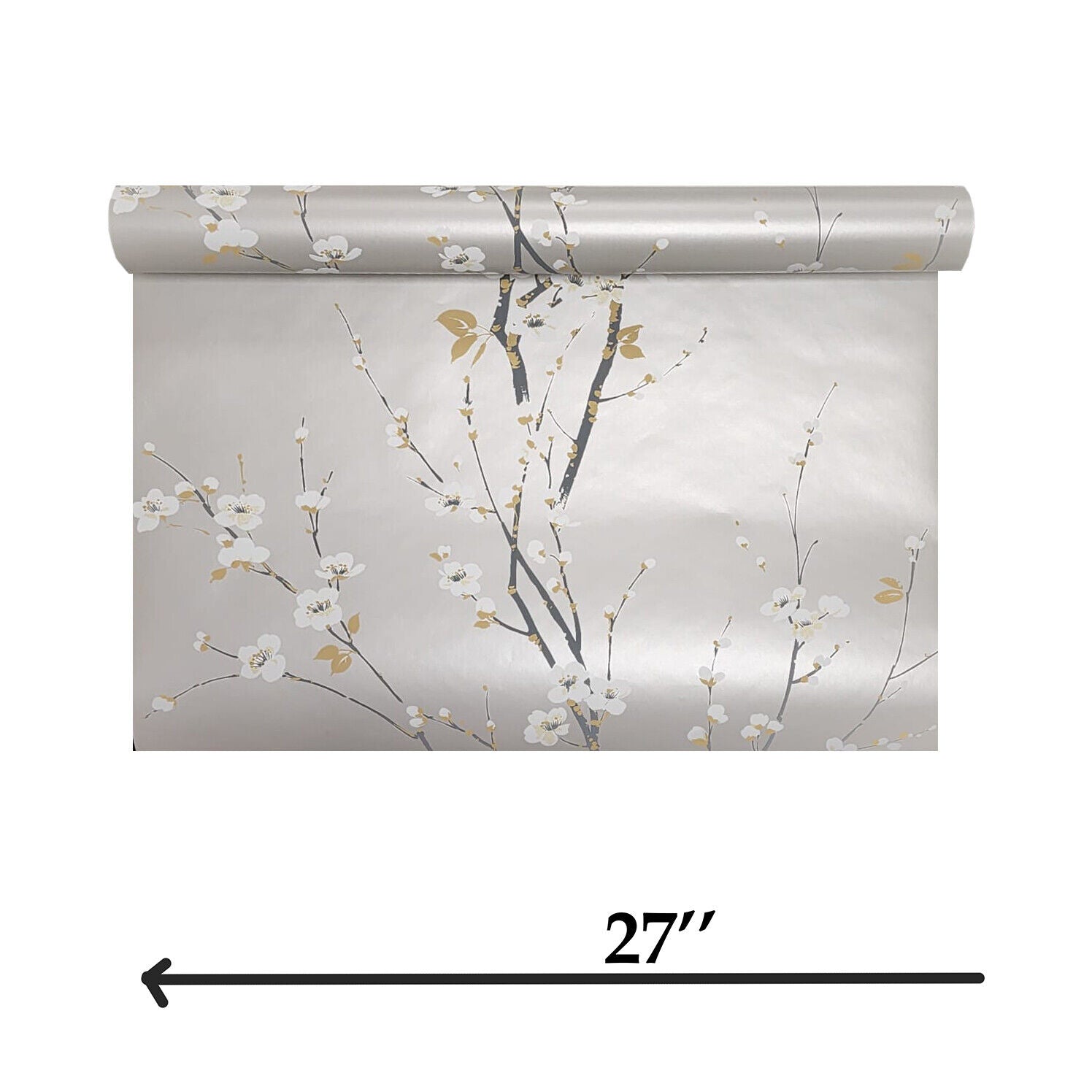 2927-81808, 12295 Monterey Silver metallic Mist Floral gray trees