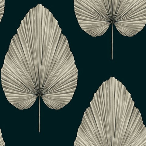 NG50143X Grande Large Leaf Charcoal Wallpaper