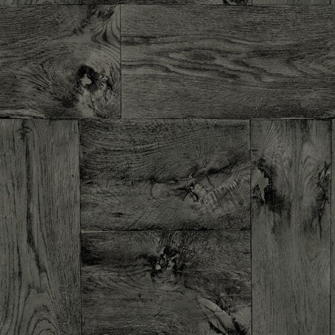 NG50151X Mogano Charcoal Faux Wood Wallpaper
