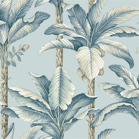 NG50162X Breeza Sky Tropical Leaf Stripe Wallpaper