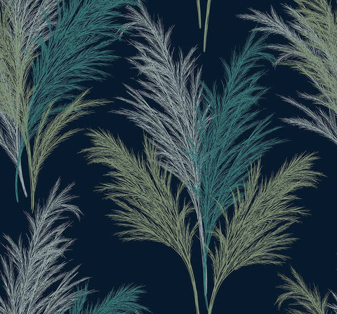 NS50102 Floral Dark Blue Natural Silhouettes Wallpaper