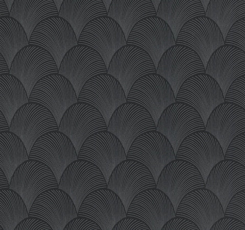 NT6105 Metallic Scallop Black Wallpaper