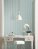 NT6108 Metallic Scallop Blue Pearl Wallpaper