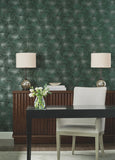 NT6111 Layered Lily Pads Deep Green Wallpaper