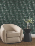 NT6111 Layered Lily Pads Deep Green Wallpaper