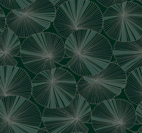 NT6111 Layered Lily Pads Deep Green Wallpaper