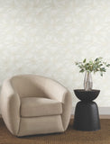 NT6112 Layered Lily Pads White Wallpaper