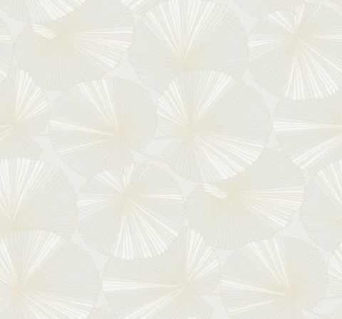 NT6112 Layered Lily Pads White Wallpaper