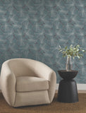 NT6113 Layered Lily Pads Deep Blue Wallpaper