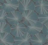 NT6113 Layered Lily Pads Deep Blue Wallpaper