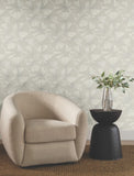 NT6114 Layered Lily Pads Grey Wallpaper