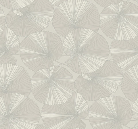 NT6114 Layered Lily Pads Grey Wallpaper