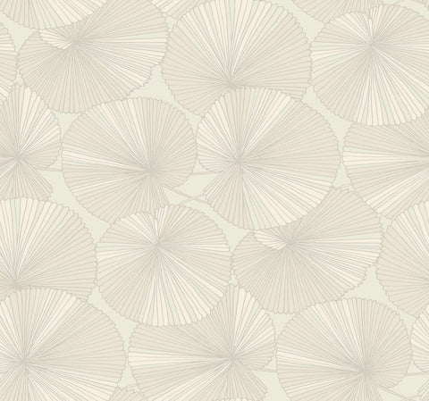 NT6115 Layered Lily Pads Cream Wallpaper