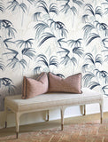 NT6122 Inky Palms Blue Wallpaper