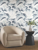 NT6122 Inky Palms Blue Wallpaper