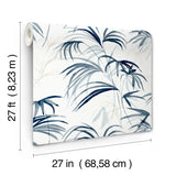 NT6122 Inky Palms Blue Wallpaper