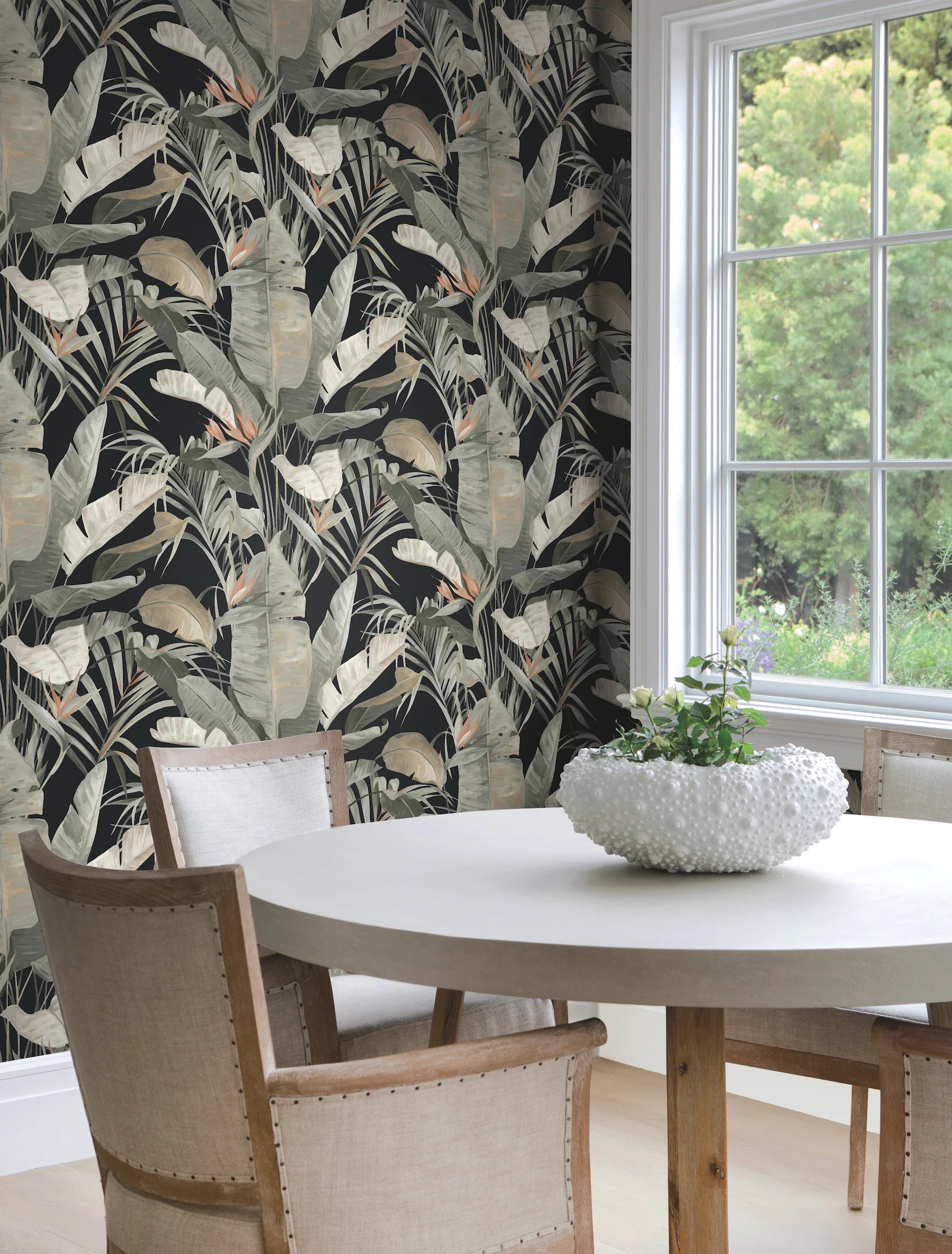NT6135 Tropical Cabana Black Wallpaper – wallcoveringsmart