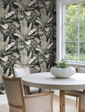 NT6135 Tropical Cabana Black Wallpaper 