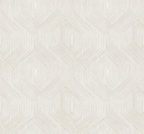 NT6193 Fine Line Geometric Taupe on White Wallpaper