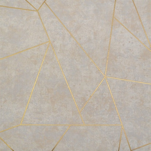 NW3504 Neutral Gold Geometric Quadrilateral Wallpaper