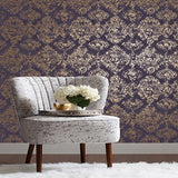 NW3567 Stargazer Damask Black Gold Wallpaper