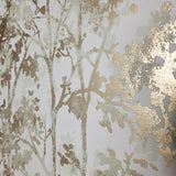 NW3582 Matte beige gold metallic foil shimmer botanical tree branches leaves wallpaper