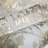 NW3582 Matte beige gold metallic foil shimmer botanical tree branches leaves wallpaper