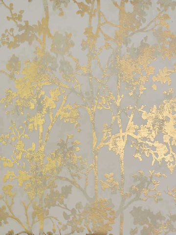 NW3582 Shimmering Foliage Almond and Gold Wallpaper