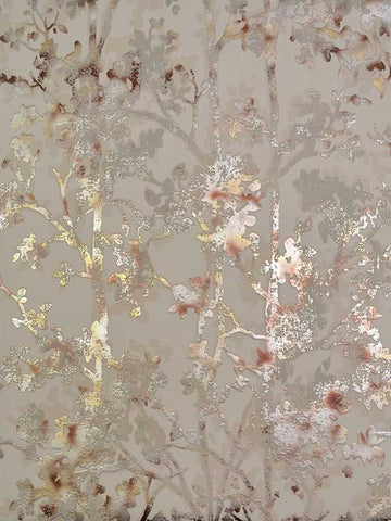 NW3584 Shimmering Foliage Khaki Wallpaper