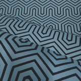GM7502 Navy blue teal felt flocking Geometric velvet Labyrinth flocked wallpaper