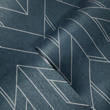 WM37369501 Navy dark blue silver metallic geometric rhombus shapes modern geo Wallpaper 3D