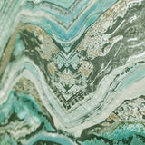 OG0559 Emerald teal green Kaleidoscope faux marble mineral stone Wallpaper