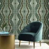 OG0559 Emerald teal green Kaleidoscope faux marble mineral stone Wallpaper