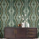 OG0559 Emerald teal green Kaleidoscope faux marble mineral stone Wallpaper