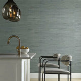 OS4325 Metallic Jute Silver Dusty Aqua Wallpaper