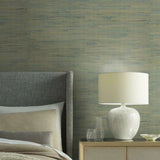 OS4326 Metallic Jute Gold Smokey Blue Wallpaper