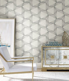 OL2718 Off white grey silver trellis Honeycomb hexagon lines pattern Wallpaper 3D
