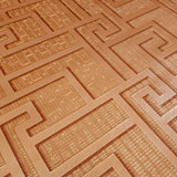 96236-2 Versace Orange Red Copper Metallic Greek Key lines textured Wallpaper 3D