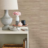 PA130403 Lustrous Grasscloth Tawny Tan Wallpaper